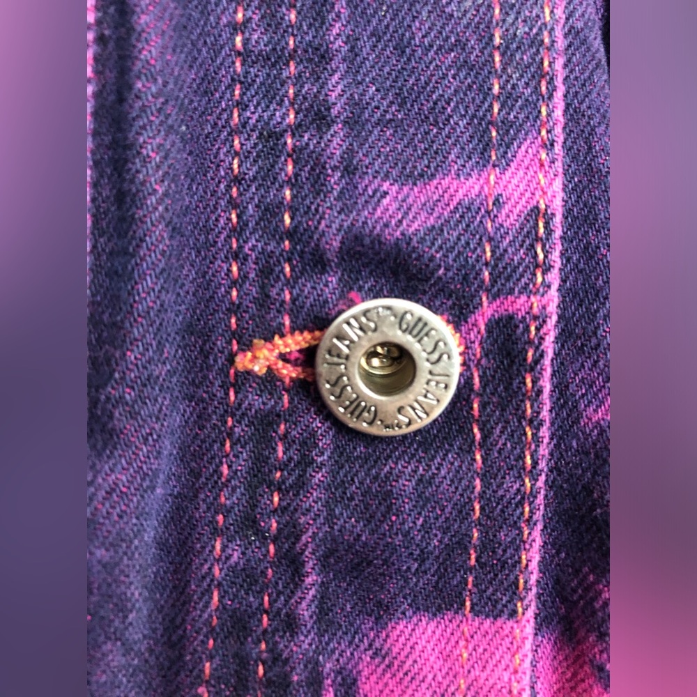 Guess USA Purple Acid Wash  Denim Jacket Vintage Size Small Late 80s Early 90s - Picture 12 of 12